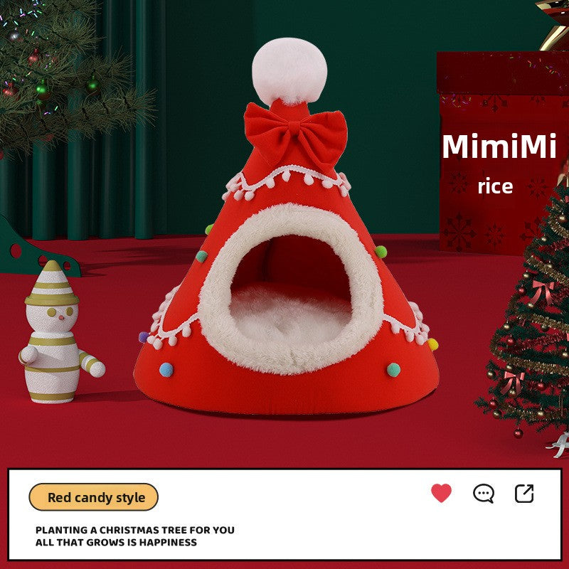 Christmas nest Christmas tree shape pet nest teemdrop