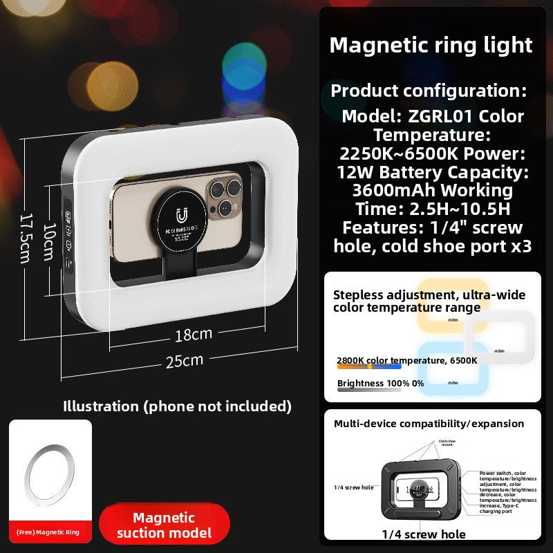 Portable Ring Fill Light with Adjustable Colors teemdrop