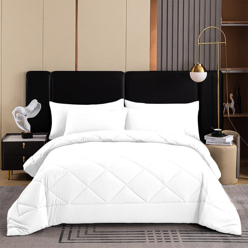 Brushed Solid-Color Quilted Bedding Set (3-Piece) teemdrop