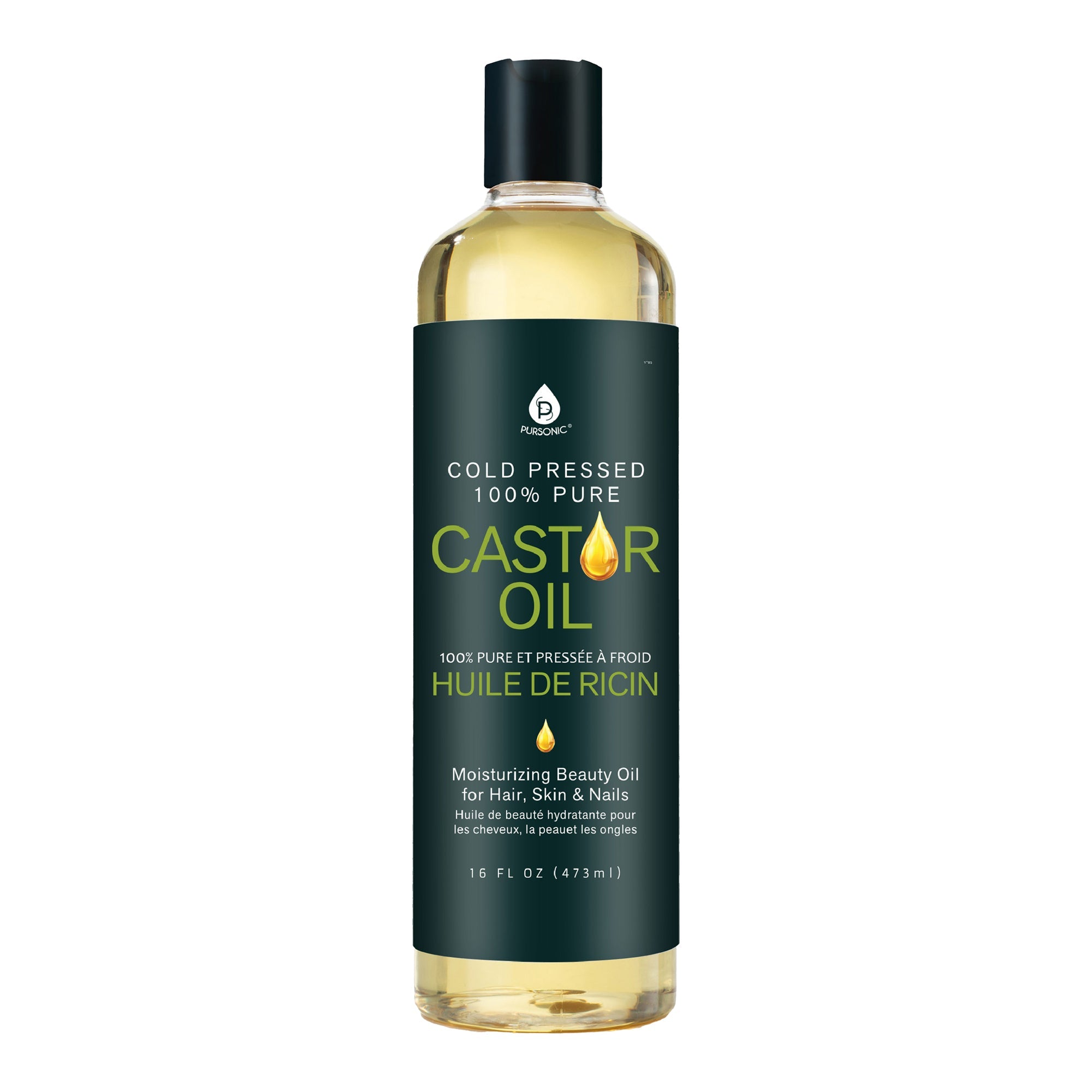100% Pure Cold Pressed Castor Oil 16 Oz DC-PURSONIC