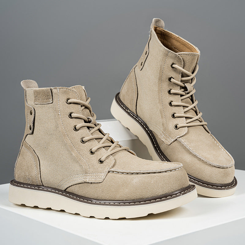 Men's retro suede lace-up moccasins teemdrop