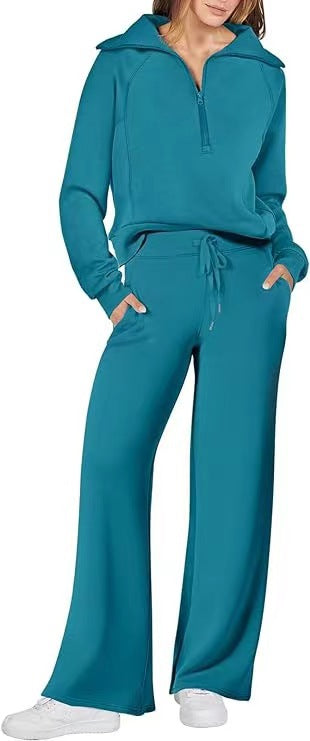 Long-Sleeved Sweatshirt Wide-Leg Pants