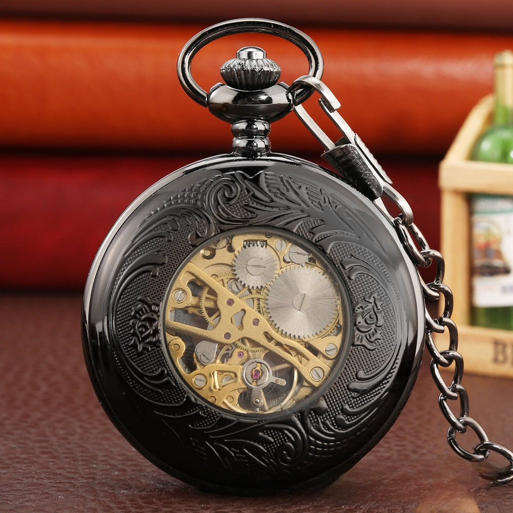 Retro Roman Numeral Mechanical Pocket Watch
