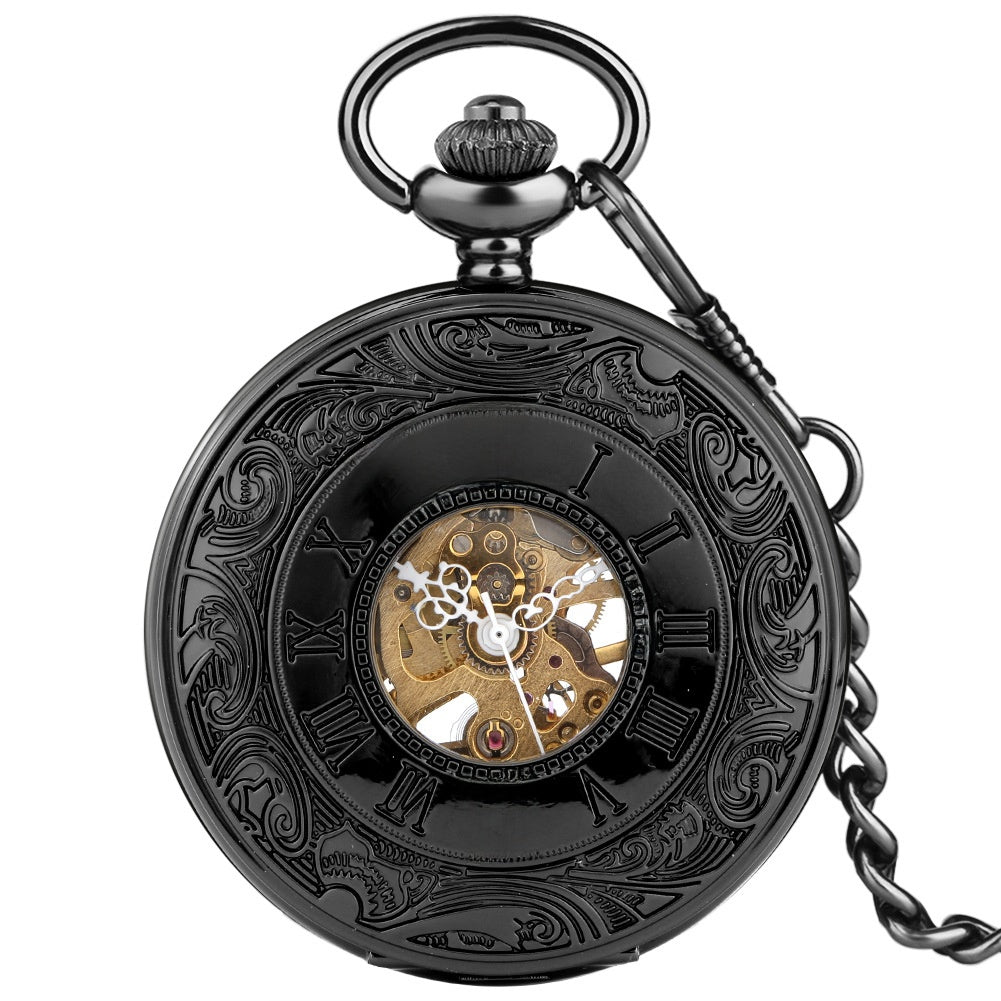 Retro Roman Numeral Mechanical Pocket Watch