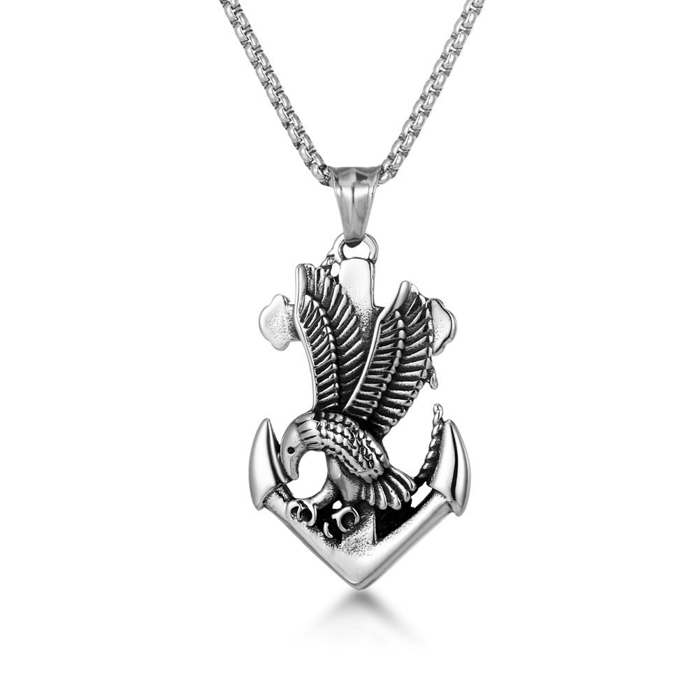 domineering double wolf head titanium steel pendant necklace teemdrop